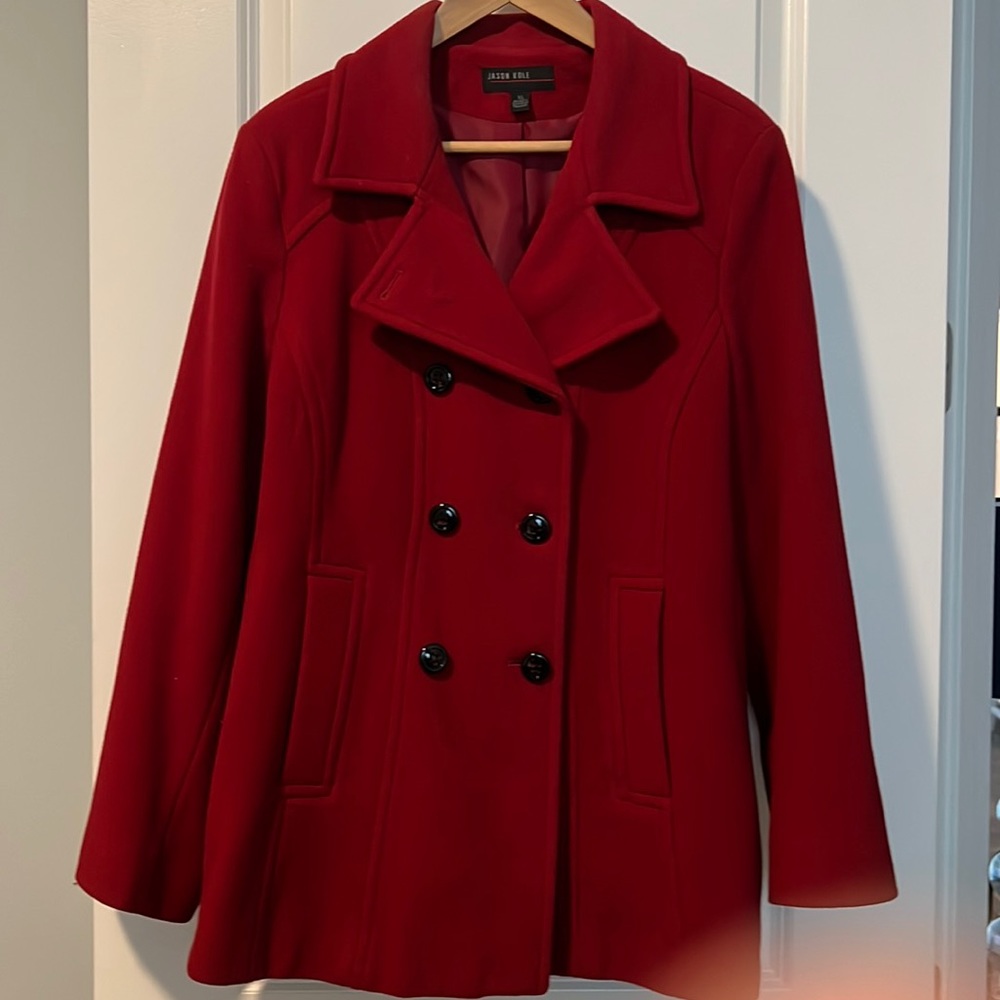 Women’s red wool double breast jacket